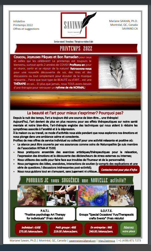 Infolettre avril 2022